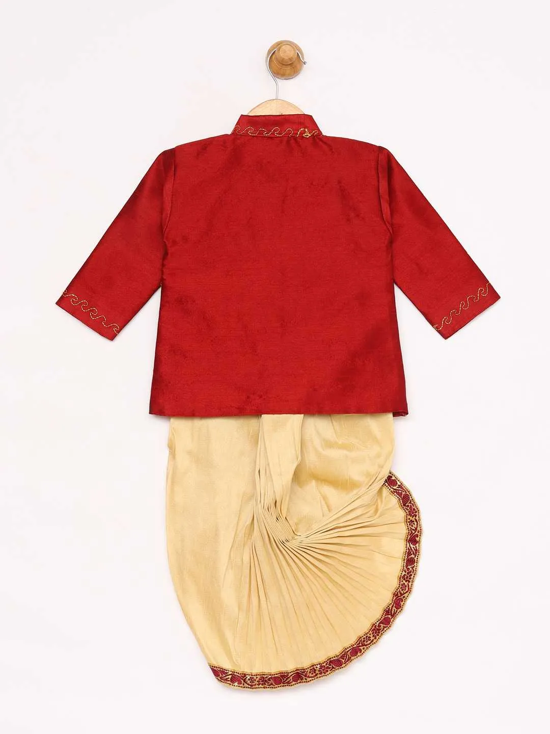 Vastramay Boy's Maroon Angrakha Kurta and Dhoti Set