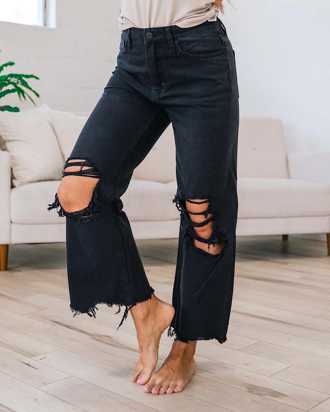 Vervet Black 90's Crop Flare Jeans