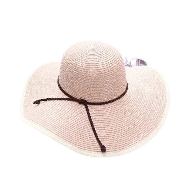 Women Summer Wide Birm Bucket Straw Hat Outdoor Travel Sunshade Visor Beach Hat